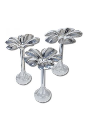 Set of three Silver Flower Vase