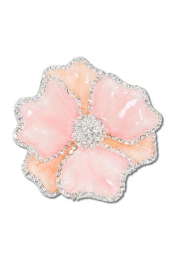 Peach Flower Napkin Ring with Crystal Border