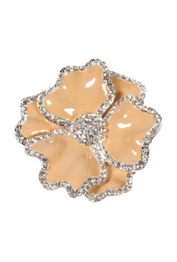 Beige Flower Napkin Ring with Crystal Border