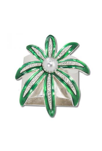 Green and Silver Wild Flower Napkin Ring