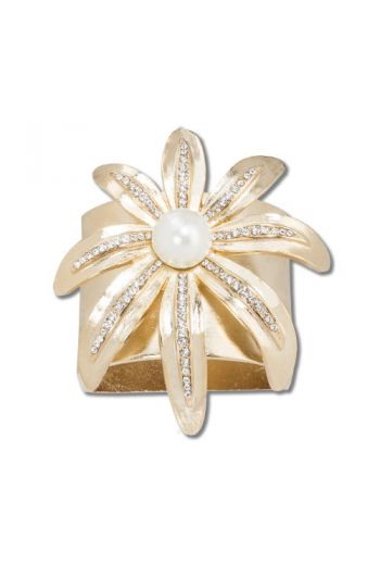 Shiny Gold Wild Flower Napkin Ring