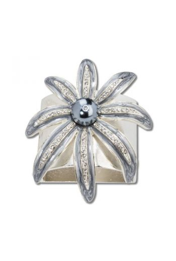 Silver and Grey Wild Flower Napkin Ring