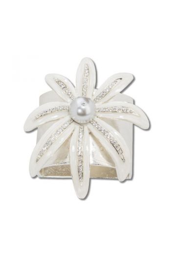White and Silver Wild Flower Napkin Ring