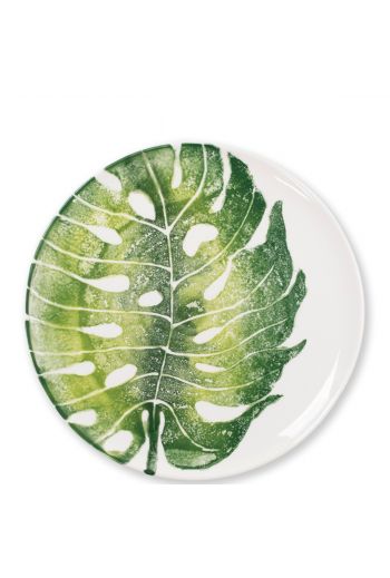 Vietri Into the Jungle Monstera Leaf Dinner Plate