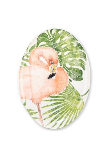 Vietri Into the Jungle Flamingo Oval Platter