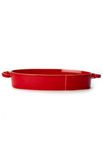 Lastra Cappuccino Handled Oval Baker-Red