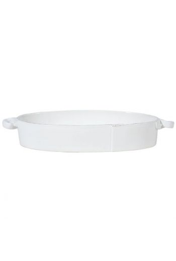 Lastra Cappuccino Handled Oval Baker-White