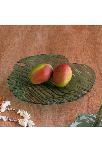 Annieglass Leaves Palm Frond Large Platter