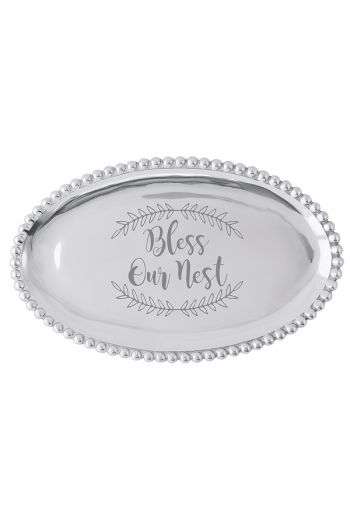 BLESS OUR NEST Pearled Oval Platter