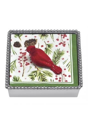 Red Cardinal Beaded Napkin Box