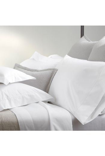 MATOUK Milano Hemstitch Twin Flat Sheet 72x112 - Available Colors: Ivory and White