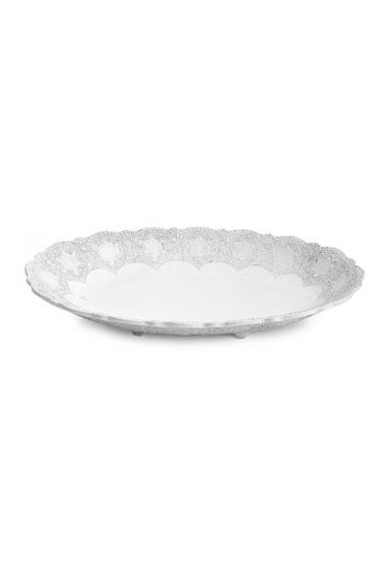 Merletto White Oval Footed Bowl