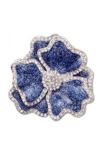Blue Sparkles Flower Napkin Ring with Crystal Border
