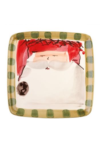 Vietri Old St. Nick Square Salad Plate - Red Hat