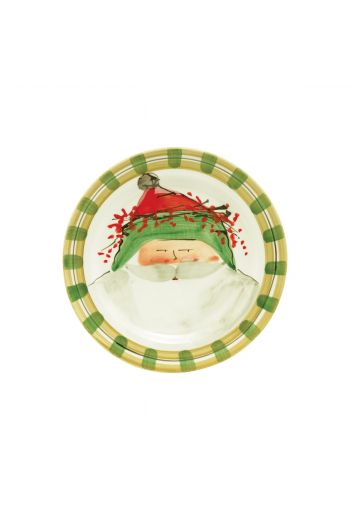 Vietri Old St. Nick Round Salad Plate - Green Hat