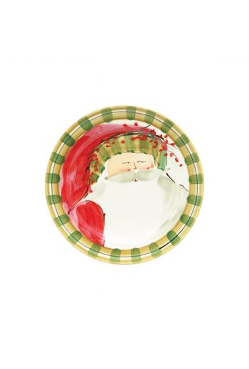 Vietri Old St. Nick Round Salad Plate - Striped Hat