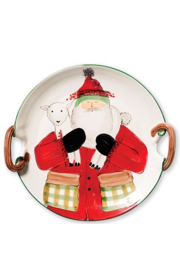 Vietri Old St. Nick Handled Round Platter w/ Lamb