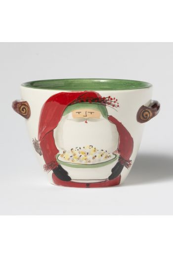 Vietri Old St. Nick Handled Deep Serving Bowl w/ Popcorn