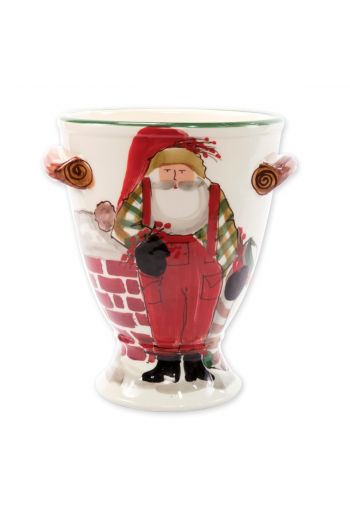 Vietri Old St. Nick Footed Urn w/ Chimney & Stockings