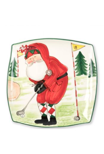 Vietri Old St. Nick Square Platter - Golfing