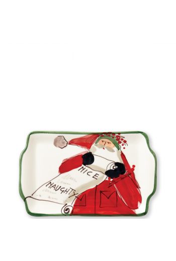 Vietri Old St. Nick Rectangular Plate - Naughty or Nice