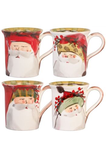 Vietri Old St. Nick Assorted Mugs - Set of 4