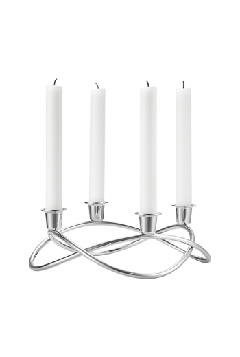 Georg Jensen Season Mirror Polished Stainless Steel Candleholder -  H: 3.54 inches. Ø: 10.24 inches.
