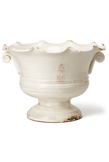 Vietri Rustic Garden White Large Scalloped Footed Cachepot