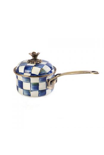 MacKenzie-Childs Royal Check 1 Qt. Saucepan - 12.5" wide, 6.5" tall, 1 qt. capacity