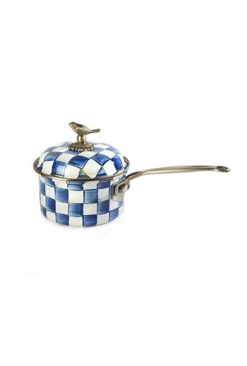 MacKenzie-Childs Royal Check 2.5 Qt. Saucepan - 8" dia., 16" wide, 7.75" tall, 2.5 qt. capacity
