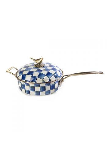 MacKenzie-Childs Royal Check 3 Qt. Saute Pan - 10.25" dia., 21" wide, 6.75" tall, 3 qt. capacity