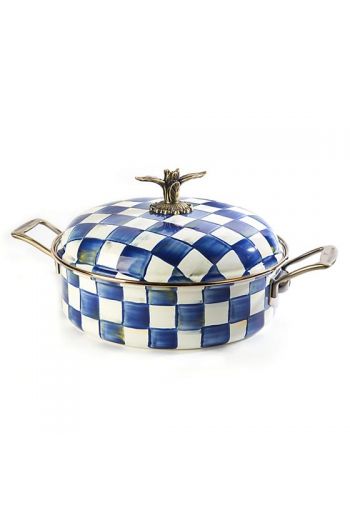 MacKenzie-Childs Royal Check 5 Qt. Casserole - 12" dia., 16.5" wide, 7" tall, 5 qt. capacity
