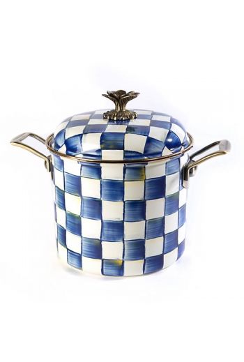 MacKenzie-Childs Royal Check 7 Qt. Stockpot - 9.75" dia., 14" wide, 10.75" tall, 7 qt. capacity