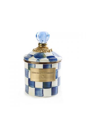 MacKenzie-Childs Royal Check Demi Canister - 4" dia., 3.75" tall (6.75" tall with lid), 24 oz. capacity