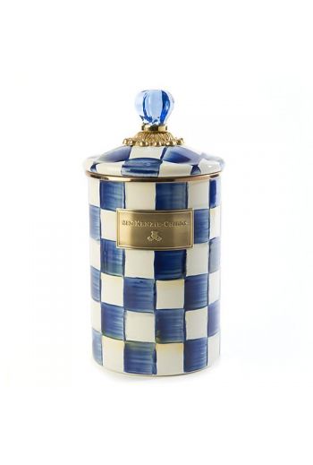 MacKenzie-Childs Royal Check Large Canister - 5" dia., 9.75" tall, 64 oz. capacity