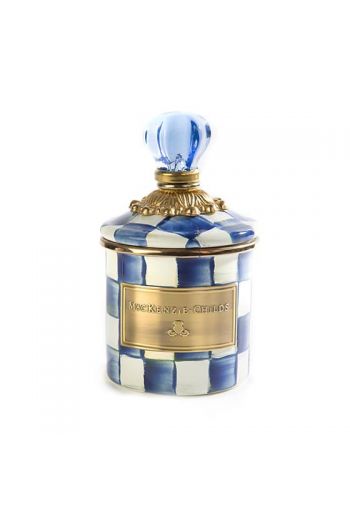 MacKenzie-Childs Royal Check Mini Canister - 3.5" dia., 3.25" tall (6" tall with lid), 14 oz. capacity