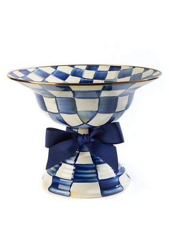 MacKenzie-Childs Royal Check Large Compote - 12" dia., 9" tall, 5 cup capacity