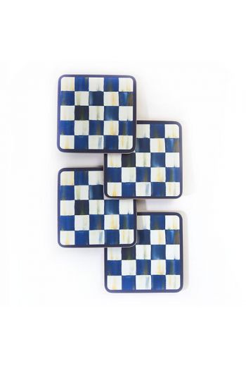 MacKenzie-Childs Royal Check Cork Back Coasters - Set of 4 - 4" sq.