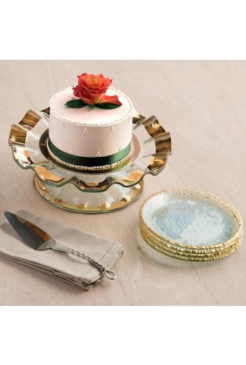 Annieglass Ruffle Pedestal Cake Plate