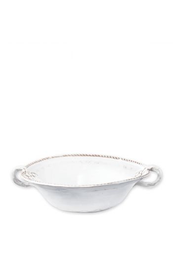 Vietri Bellezza Stone White Medium Handled Serving Bowl