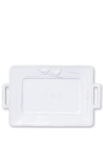Vietri Bellezza Stone White Handled Rectangular Platter