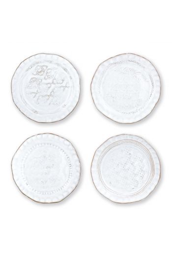 Vietri Bellezza Stone White Assorted Canape Plates – Set of 4