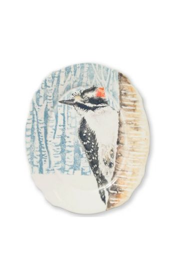 Into The Woods Woodpecker Oval Platter