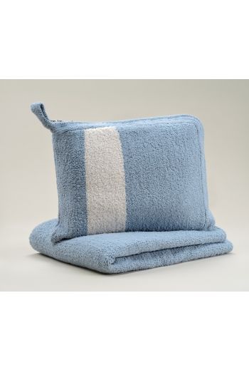 Kashwere Travel Blanket Slate w/White Stripe - 32" x 48"