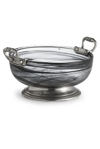 Volterra Nero Small Bowl with Handles-Only 1 Left