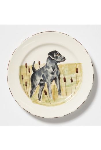 Vietri Wildlife Black Hunting Dog Dinner Plate
