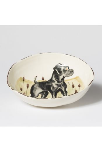 Vietri Wildlife Black Hunting Dog Pasta Bowl