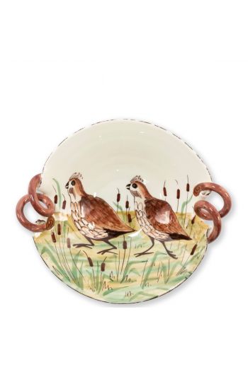 Vietri Wildlife Quail Scallop Handled Bowl