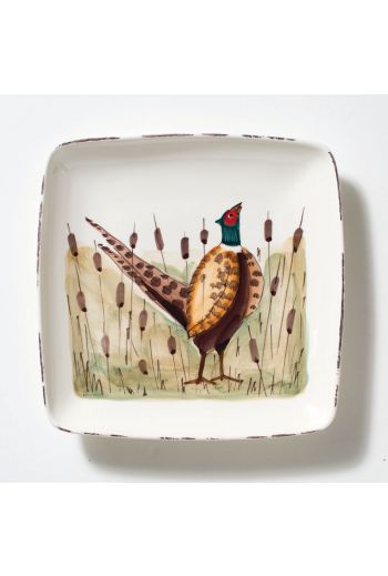 Vietri Wildlife Pheasant Small Square Platter