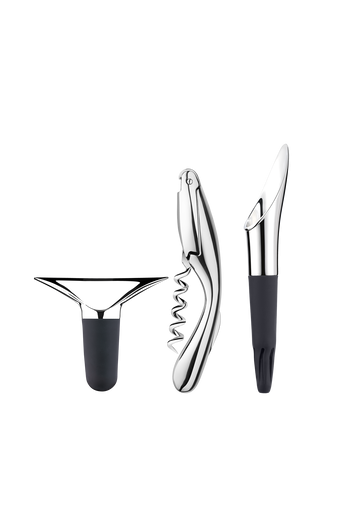Georg Jensen Wine 3-Pack (Corkscrew, Stopper and Pourer) Mirror Polished Stainless Steel